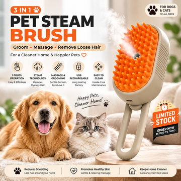 VortexStore™ Fur-Free Home 3-in-1 Steamy Pet Brush & Vapor Cleanser   (Pet ke baal brush karte waqt har jagah udte hain? We have the solution.)