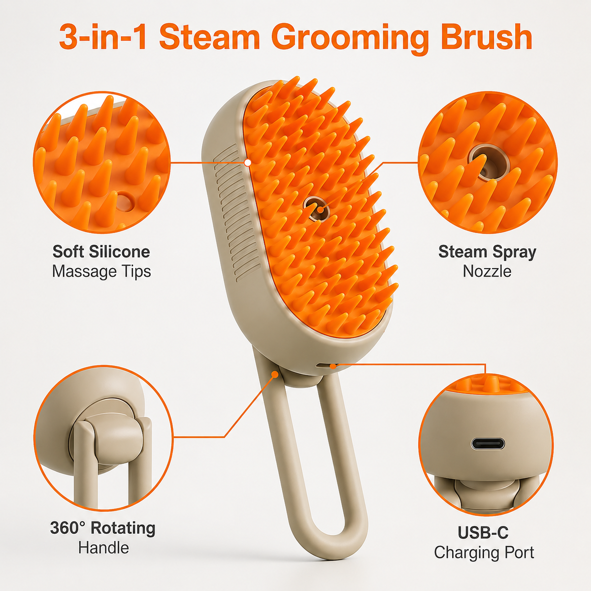 VortexStore™ Fur-Free Home 3-in-1 Steamy Pet Brush & Vapor Cleanser   (Pet ke baal brush karte waqt har jagah udte hain? We have the solution.)