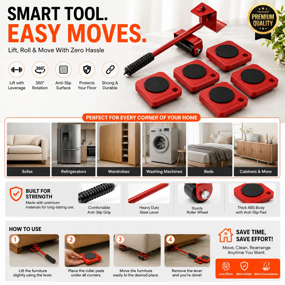 VORTEX™ Furniture Lifter Mover Tool Set