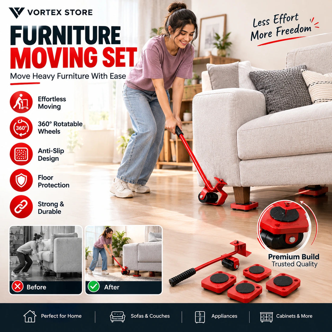 VORTEX™ Furniture Lifter Mover Tool Set