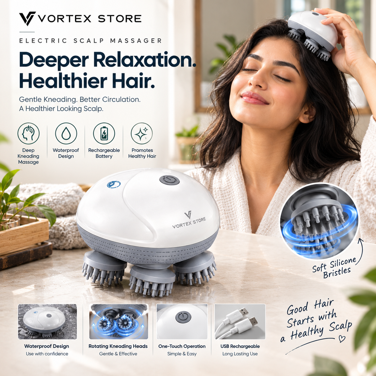 Vortex Relax™ Electric Head and scalp massager {no more waiting for others and no more stress}