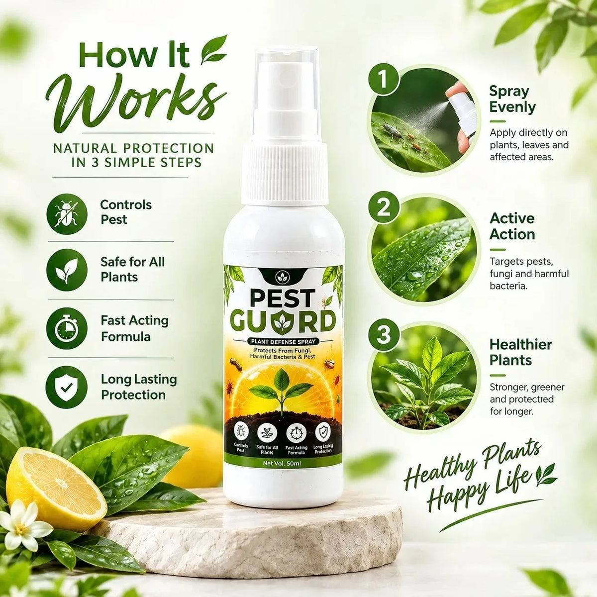 PEST GUARD  PLANT PROTECT Spray 50Ml Each (Pack of 3 )